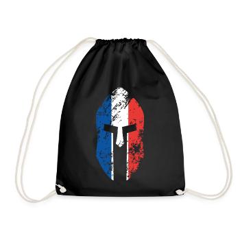 Casque de guerrier spartiate drapeau de la France - Sac de sport léger - noir - Devant