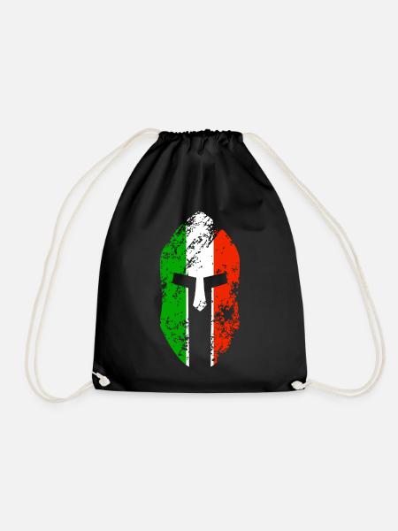 Spartan helmet flag of Italy - Drawstring Bag - black
