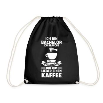 Student Kaffee Akademiker Uni Abschlussfeier Bache - Turnbeutel - Schwarz - Vorne