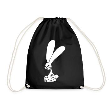 Grumpy white rabbit - Drawstring Bag - black - Front
