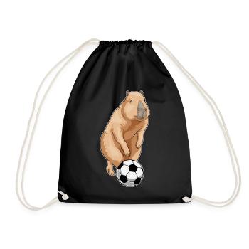 Capybara Soccer Player Soccer - Drawstring Bag - black - Front