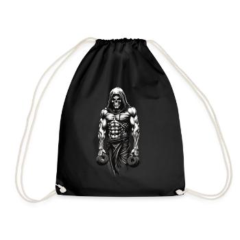 Powerful Bodybuilder Skeleton Training Design - Drawstring Bag - black - Front