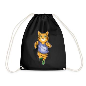 Cat Jogger Jogging Sport - Drawstring Bag - black - Front