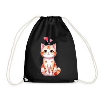 Heart Kitten Cats Baby - Drawstring Bag - black - Front
