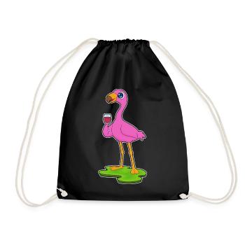 Flamingo Rotwein - Turnbeutel - Schwarz - Vorne