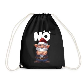 Trotziger Weihnachtsgnom nö Logo Spruch - Turnbeutel - Schwarz - Vorne