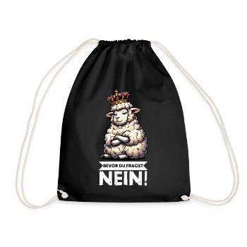Before you ask: sheep, sheep, shepherd, sheep farmer - Drawstring Bag - black - Front