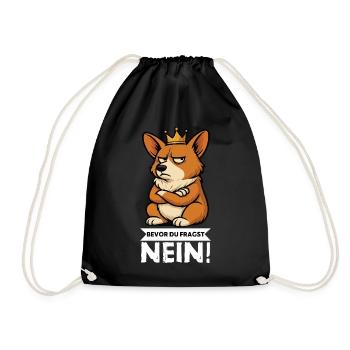 Before you ask: Corgi Corgi Welsh Corgi Corgi Dog - Drawstring Bag - black - Front