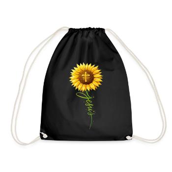 Inspirierende Christliche Sonnenblumen Jesus - Turnbeutel - Schwarz - Vorne