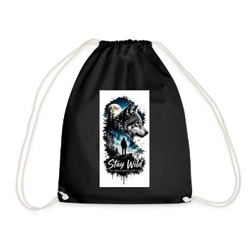 Moonlight wolf in the forest - Drawstring Bag - black - Front