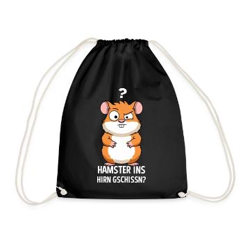 Hamster Ins Hirn Gschissn Sarkasmus Hamster - Turnbeutel - Schwarz - Vorne