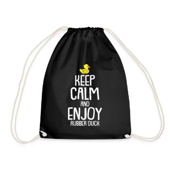 Rubber duck squeaky duck - Drawstring Bag - black - Front