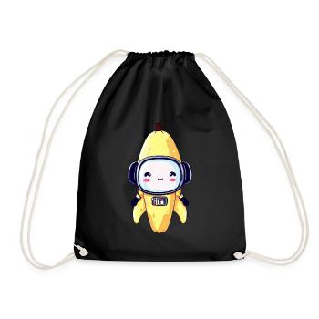 Kawaii Banana - Cyborg, Robot, Astronaut, - Drawstring Bag - black - Front