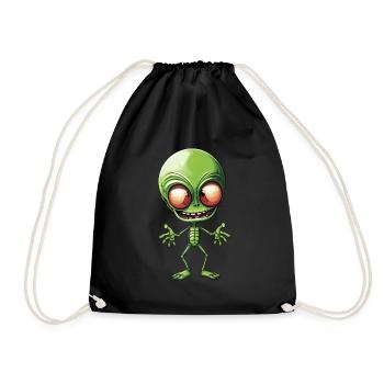 Green Alien : Tête géante de l’espace - Sac de sport léger - noir - Devant
