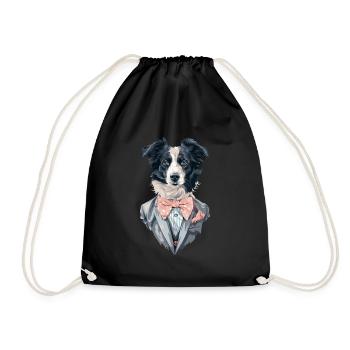 Border Collie - Turnbeutel - Schwarz - Vorne