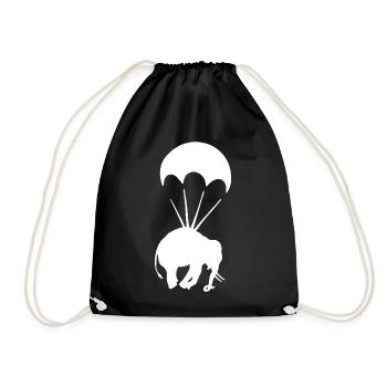 Elephant with parachute Graffiti Urban Art - Drawstring Bag - black - Front