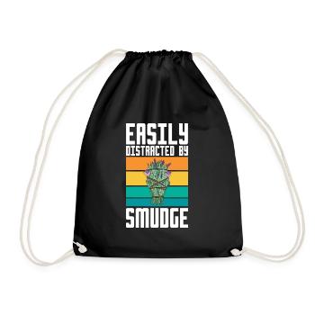 Easily Distracted By Smudge Burning Herbs Smudging - Drawstring Bag - black - Front