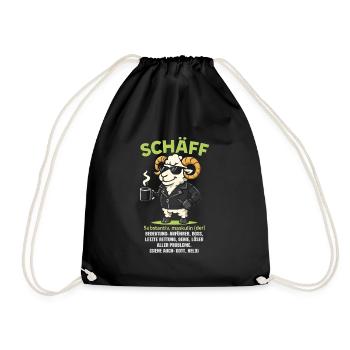 Schaf Spruch Schäff Lustig Geschenkidee Schafe - Turnbeutel - Schwarz - Vorne