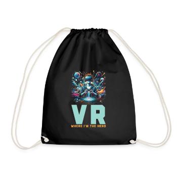 Vr gamer Vr gaming video game player Nerd - Drawstring Bag - black - Front