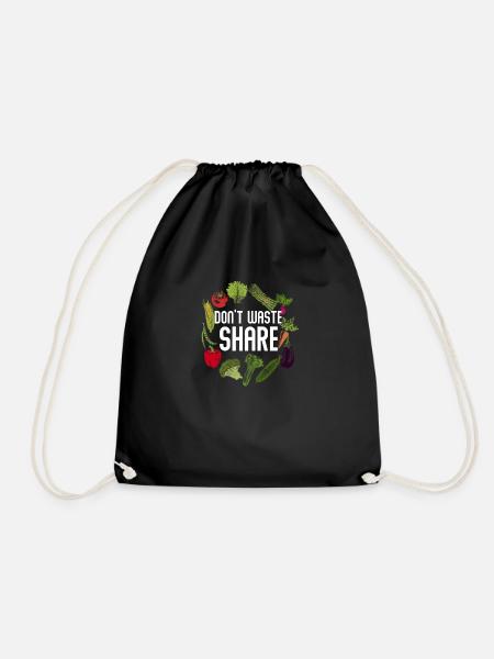 Foodsharing Kein Essen Verschwenden Vegan Geschenk - Turnbeutel - Schwarz