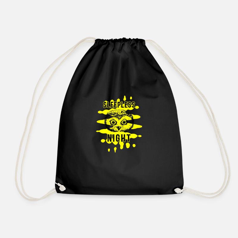 Animal Owl Sleepless Night - Drawstring Bag - black