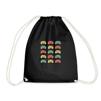 Geek gaming joystick - Drawstring Bag - black - Front