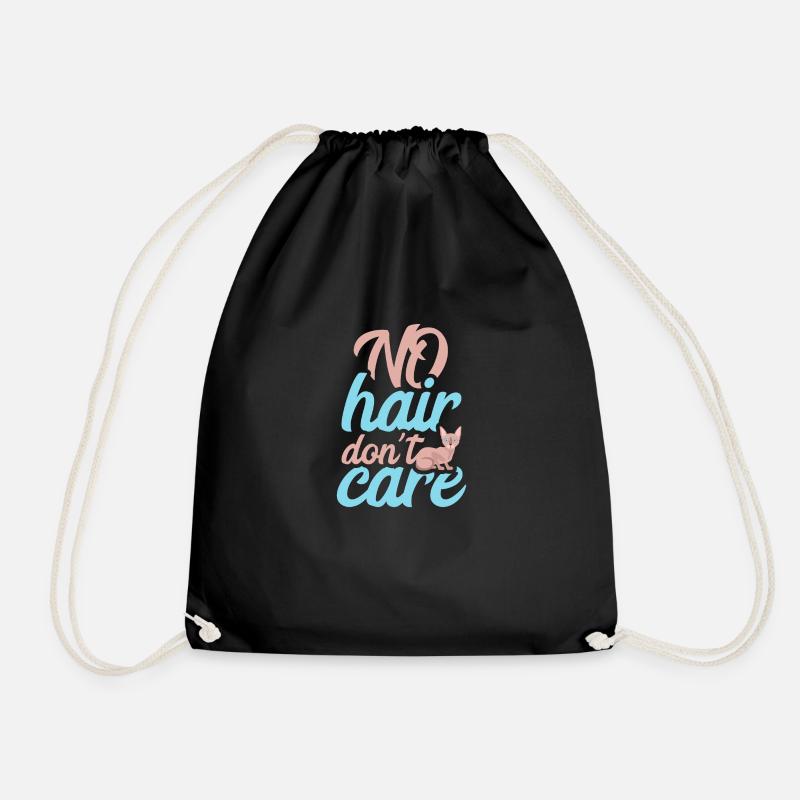 NO HAIR DONT CARE SPHINX CAT - Drawstring Bag - black