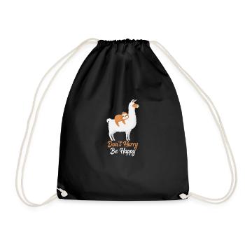 ALPACA SLOTH Ne vous pressez pas Soyez heureux - Sac de sport léger - noir - Devant