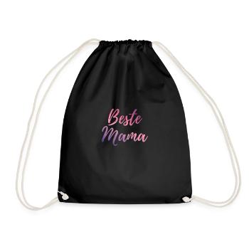 Muttertag Geburtstag Geschenk - Beste Mama Design - Turnbeutel - Schwarz - Vorne