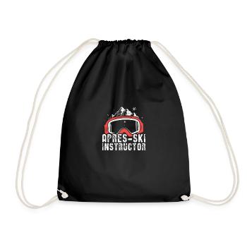 Apres-ski | Skier ski skiing mountains gift - Drawstring Bag - black - Front
