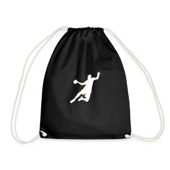 Handball Handballer Umriss Silhouette Geschenk - Turnbeutel - Schwarz - Vorne