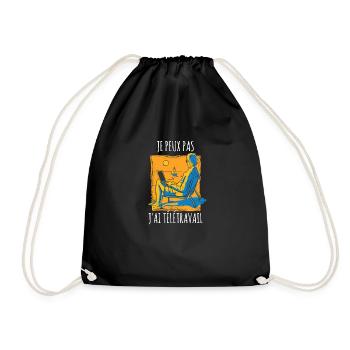 Je peux pas j'ai télétravail - Sac de sport léger - noir - Devant