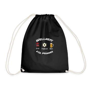 Männer Wellness Grillen Fußball Bier Lustig Spruch - Turnbeutel - Schwarz - Vorne