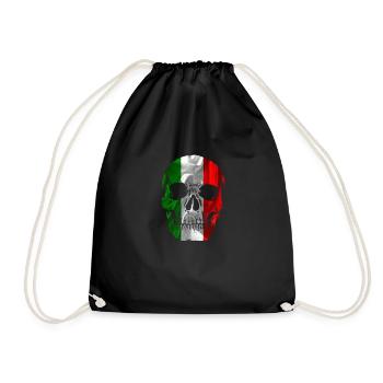 Skull Italie Drapeau italien Italien Cadeaux - Sac de sport léger - noir - Devant
