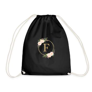Monogramme personnalisable F Fleurs Cercle Pastel - Sac de sport léger - noir - Devant