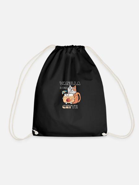 Vanilla Iced CATte Funny Caffeine Addict Cat - Drawstring Bag - black