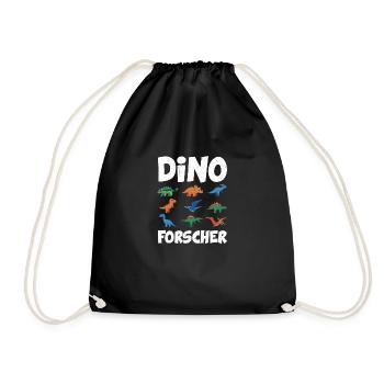 Dino Forscher Dinos Saurier Dinosaurier - Turnbeutel - Schwarz - Vorne
