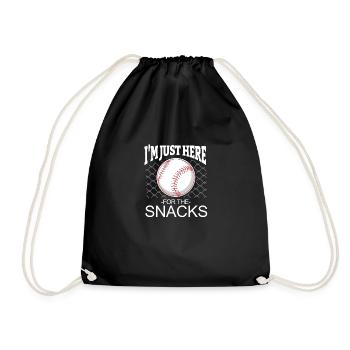 Baseball I am Just here for the Snacks saying - Drawstring Bag - black - Front