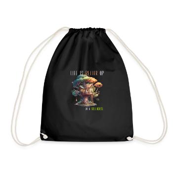 Constructeur de cabanes dans les arbres - La vie est meilleure - Sac de sport léger - noir - Devant