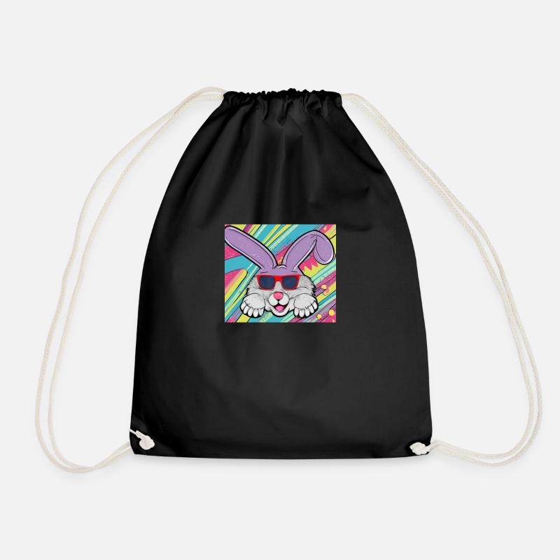 Funny bunny - Drawstring Bag - black
