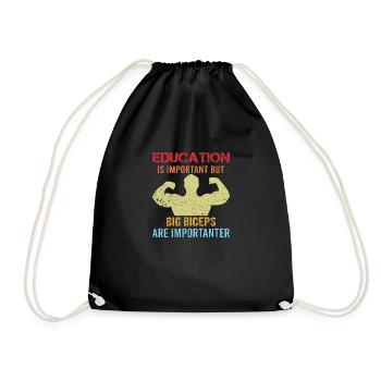 Bodybuilding Fitness Vintage Gym Workout Sprüche - Turnbeutel - Schwarz - Vorne