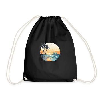 Ocean vibes, beach vibes, sunset on the beach, oce - Drawstring Bag - black - Front