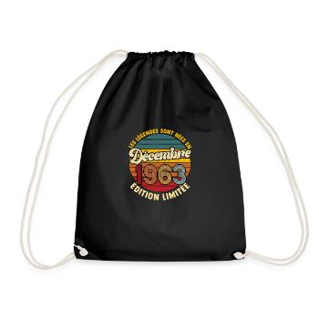 Anniversaire 60 ans Homme Femme Née Décembre 1963 - Sac de sport léger - noir - Devant