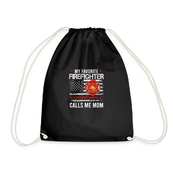 Feuerwehr Feuerwehrmann Feuerwehrfrau - Turnbeutel - Schwarz - Vorne