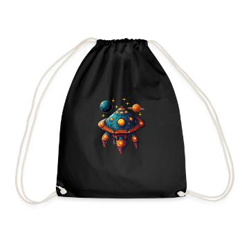 Imaginative Spaceship Flying Saucer - Drawstring Bag - black - Front