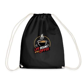 Life begins after coffee - Kaffeespruc - Drawstring Bag - black - Front