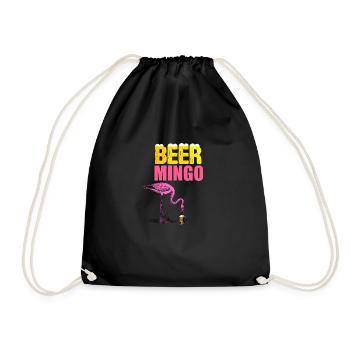 Beer Mino Funny Flamingo beer motif - Drawstring Bag - black - Front