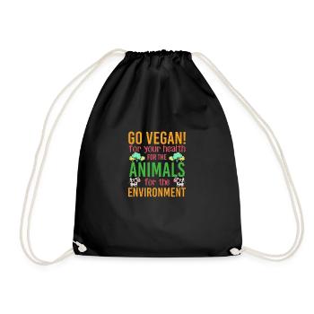 Vegan Vegan Lifestyle Animal Welfare Environmental Protection - Drawstring Bag - black - Front