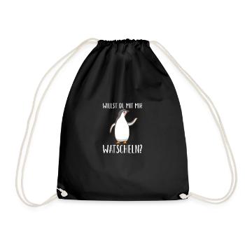 Willst du mit mir watscheln Pinguin - Turnbeutel - Schwarz - Vorne