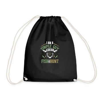 Funny Fisherman and Hunter Saying Design - Drawstring Bag - black - Front